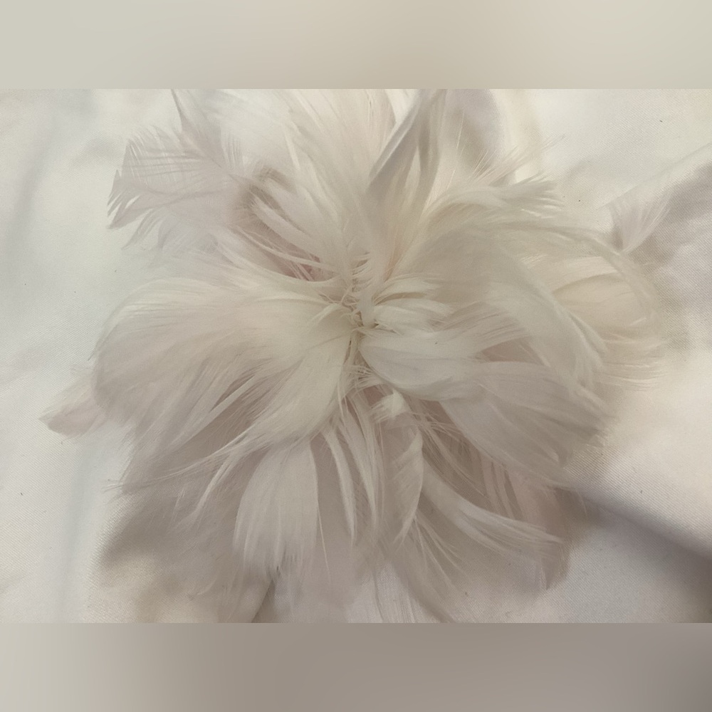 Pale Pink & white  Feather Fascinator Hair Clip. Handmade in USA